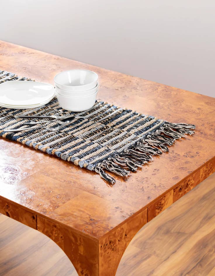 Detail image of  1' 2 x 8'  Hand Woven Chindi Jute Table Runner Rug