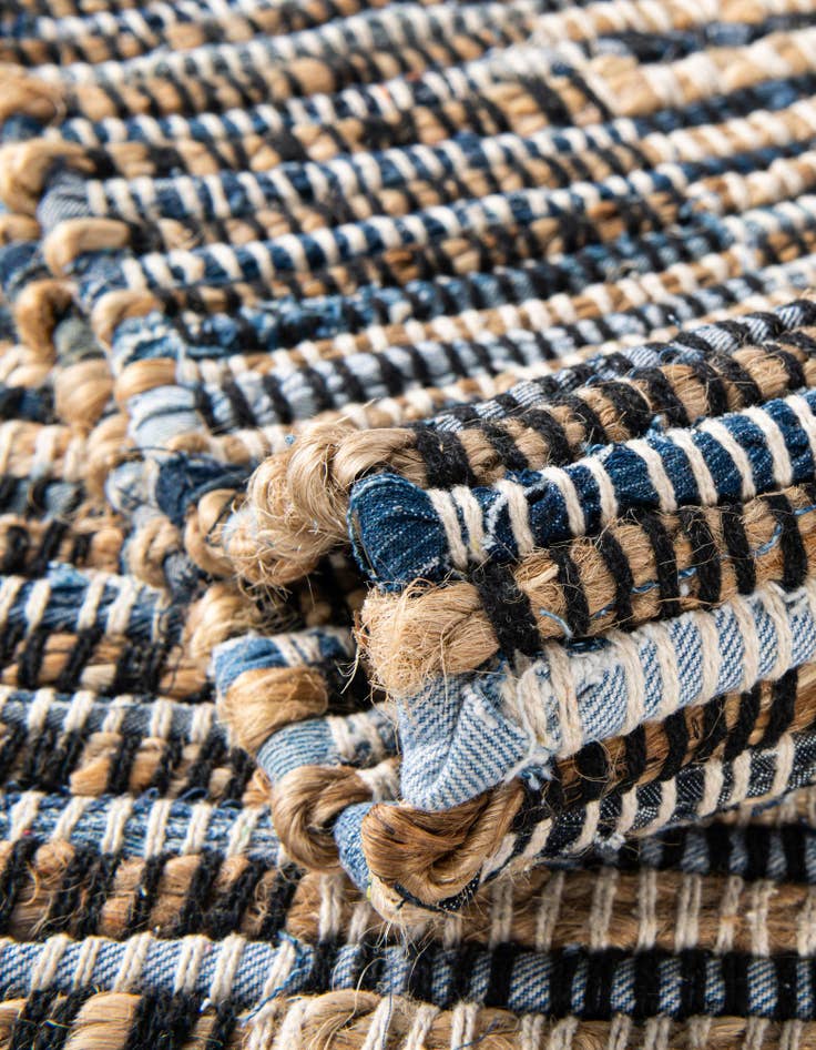 Detail image of  1' 2 x 4' 1  Hand Woven Chindi Jute Table Runner Rug