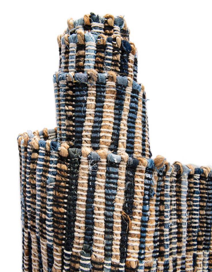 Detail image of  1' 2 x 4' 1  Hand Woven Chindi Jute Table Runner Rug