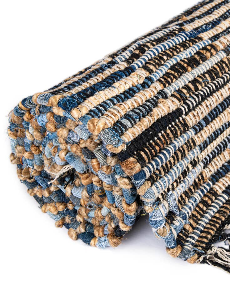 Detail image of  1' 2 x 4' 1  Hand Woven Chindi Jute Table Runner Rug