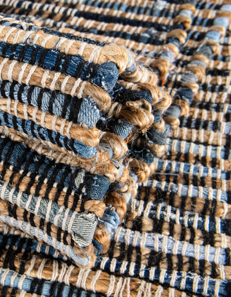 Detail image of  1' 2 x 4' 1  Hand Woven Chindi Jute Table Runner Rug