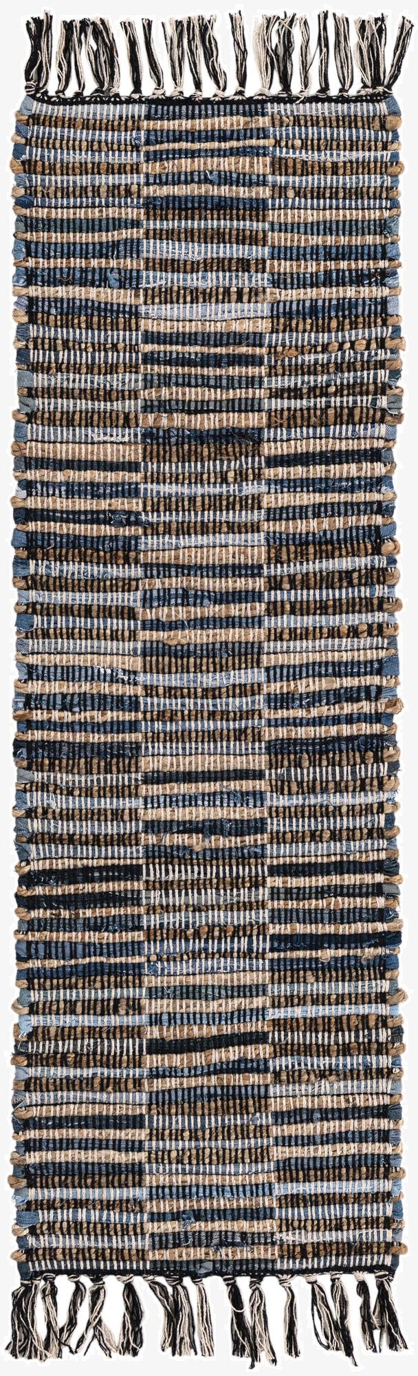  1' 2 x 4' 1  Hand Woven Chindi Jute Table Runner Rug