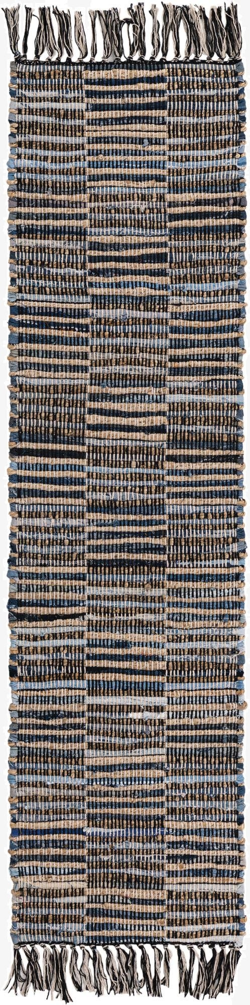  1' 2 x 5' 1  Hand Woven Chindi Jute Table Runner Rug