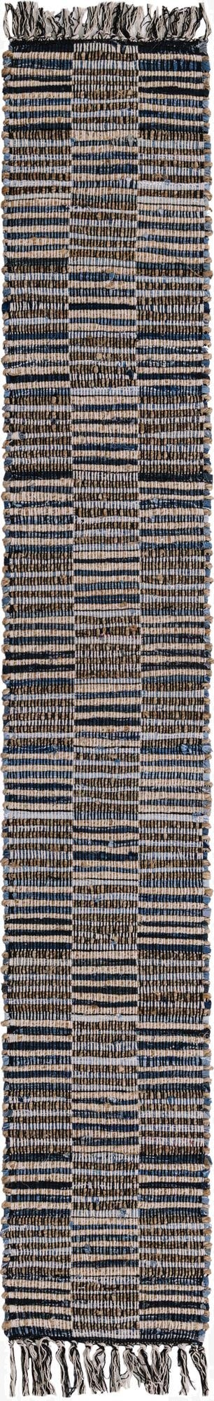  1' 2 x 8'  Hand Woven Chindi Jute Table Runner Rug