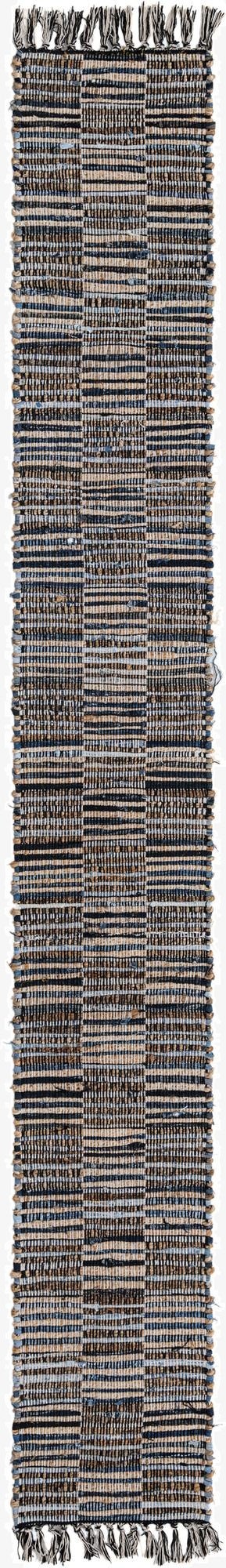  1' 2 x 10'  Hand Woven Chindi Jute Table Runner Rug