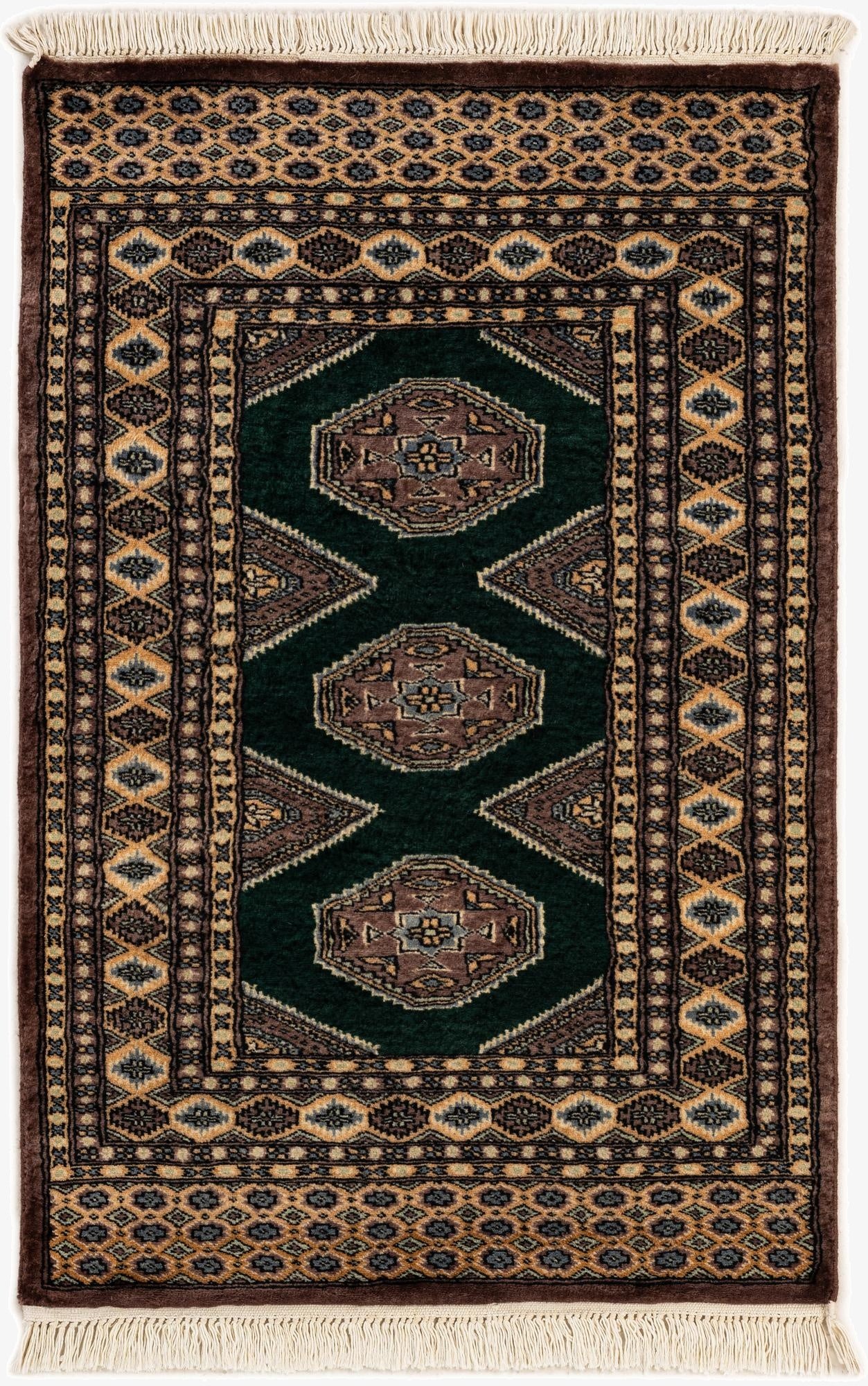  2' 8 x 4' 1  Hand Knotted Bokhara Oriental Wool Rug