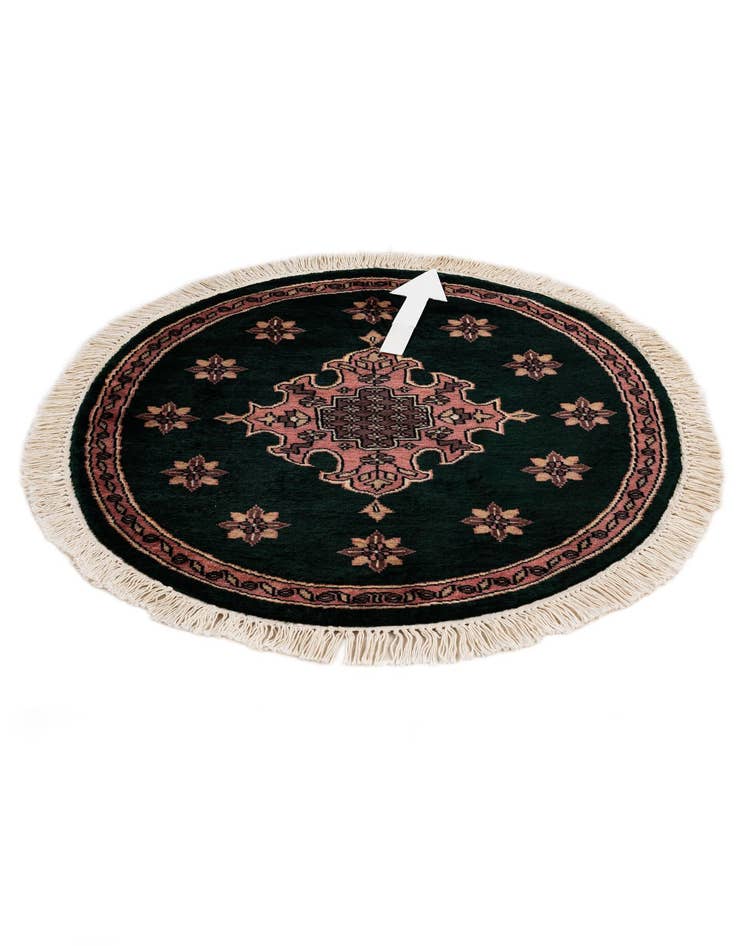 Detail image of  2' 7 x 2' 7  Hand Knotted Bokhara Oriental Wool Round Rug