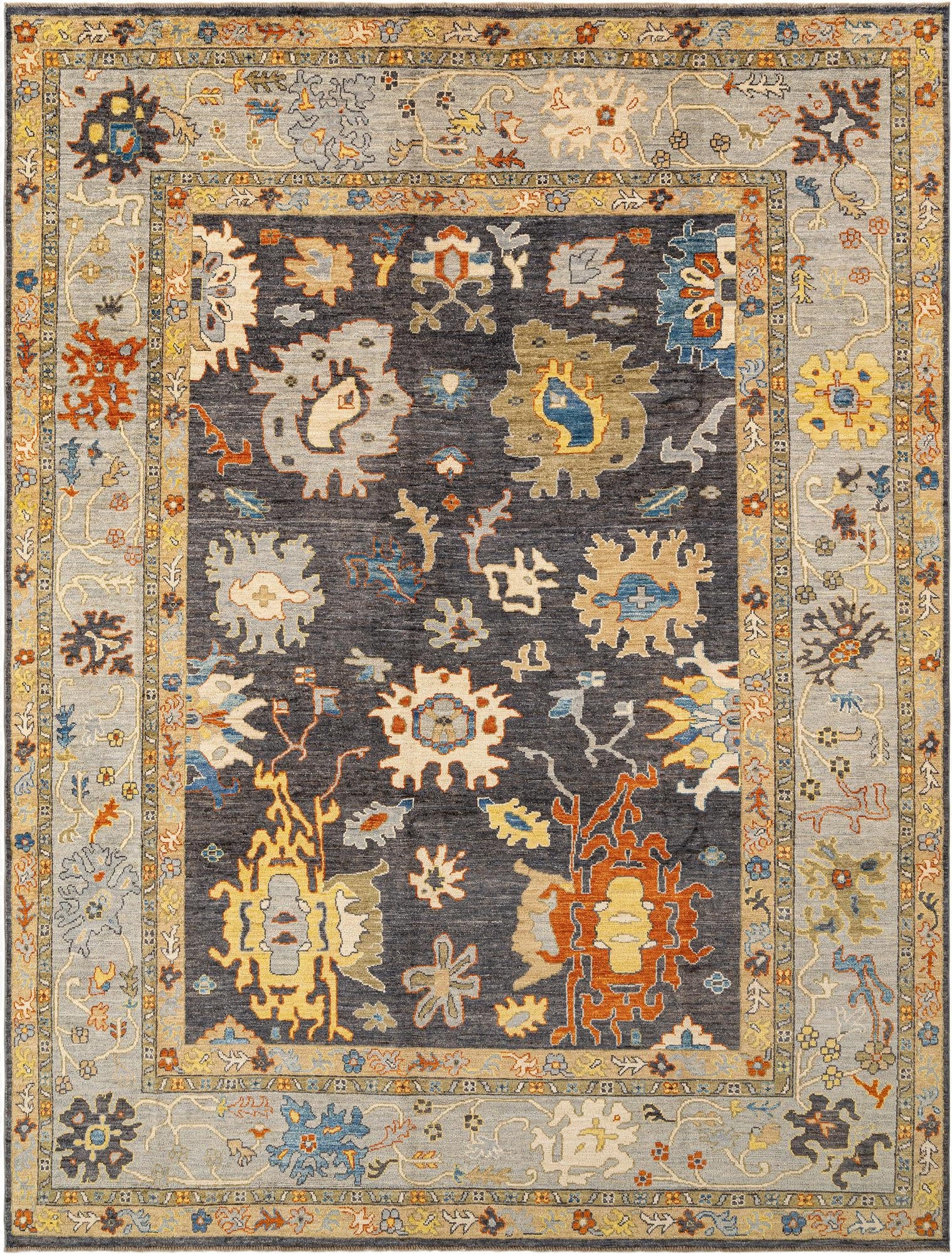  9' 1 x 11' 10  Hand Knotted Oushak Rug