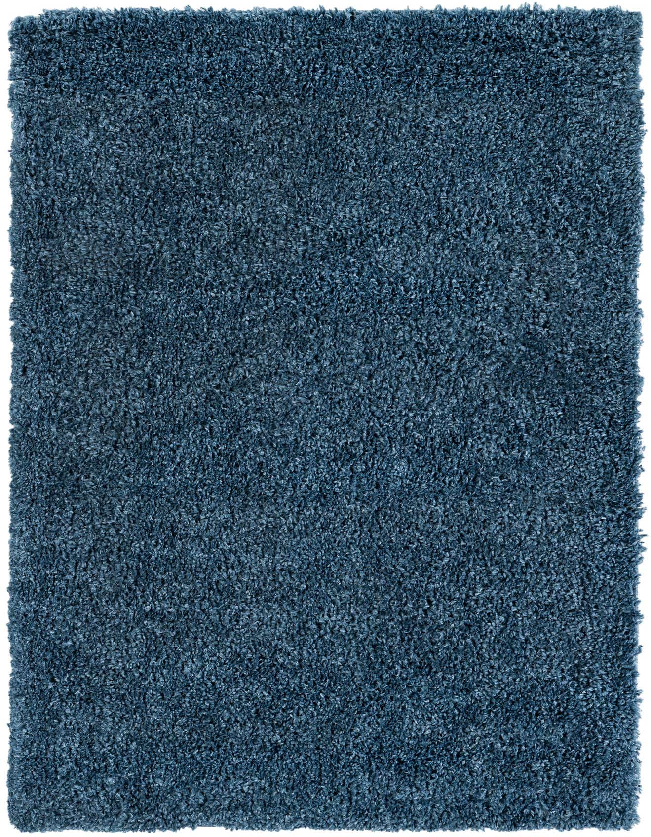 A 4x6 rectangular Zermatt Shag rug in deep blue, featuring a plush, textured pile suitable for a living room or bedroom.