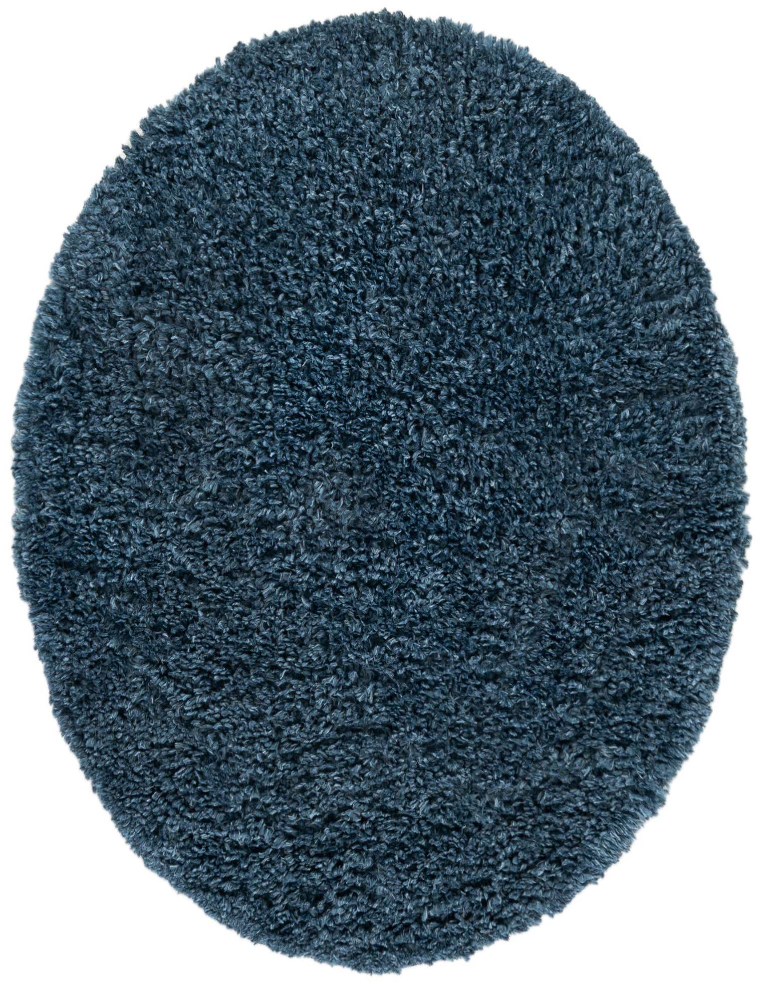 A plush, round 3' 0 x 3' 0 Dblue Zermatt Shag rug with a textured pile, perfect for adding softness to any indoor space.