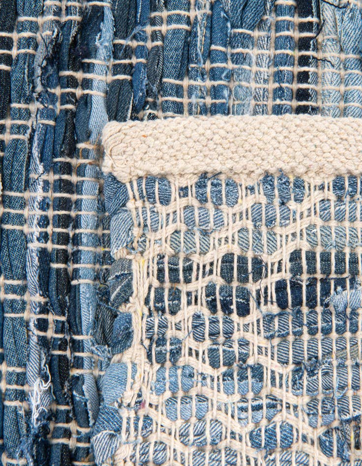 Detail image of  2' x 6' 1  Hand Woven Chindi Cotton Runner Rug