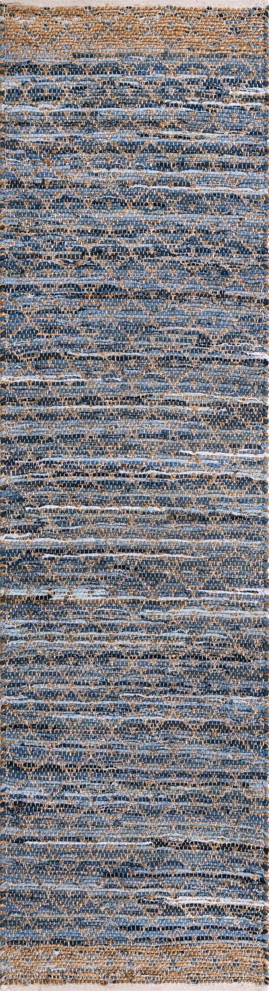  2' 7 x 10'  Hand Woven Chindi Trellis Runner Rug