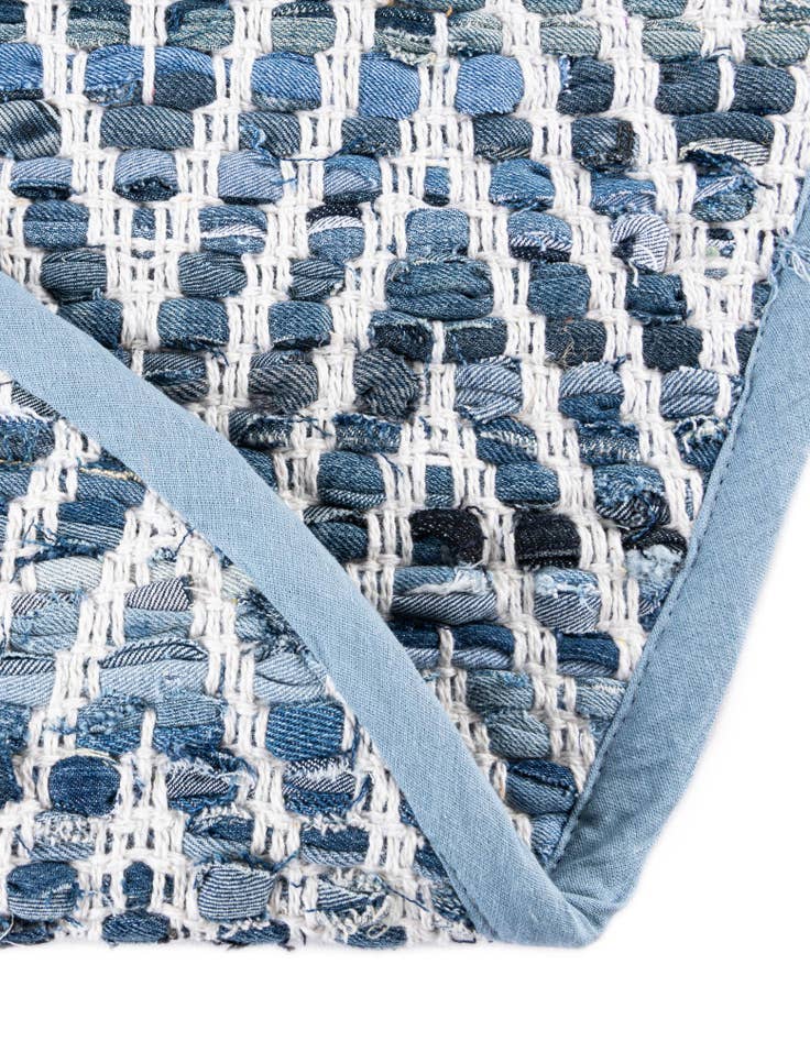 Detail image of  2' 2 x 3' 7  Hand Woven Chindi Chevron Hearth Rug