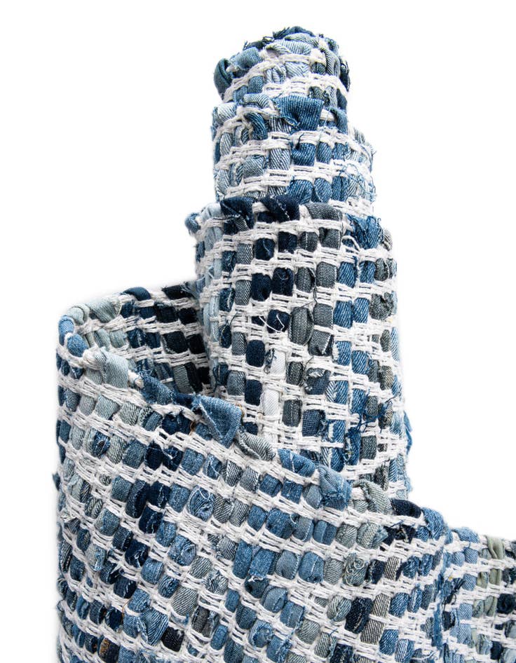 Detail image of  2' 2 x 3' 7  Hand Woven Chindi Chevron Hearth Rug