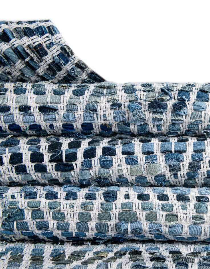 Detail image of  2' 2 x 3' 7  Hand Woven Chindi Chevron Hearth Rug