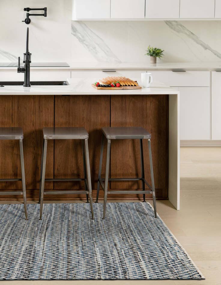 Detail image of  10' x 14' 1  Hand Woven Chindi Chevron Rug