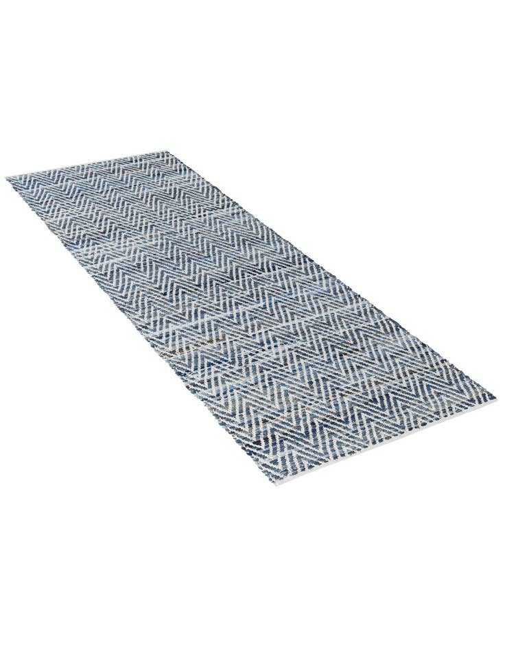 Detail image of  2' 7 x 10'  Hand Woven Chindi Chevron Runner Rug