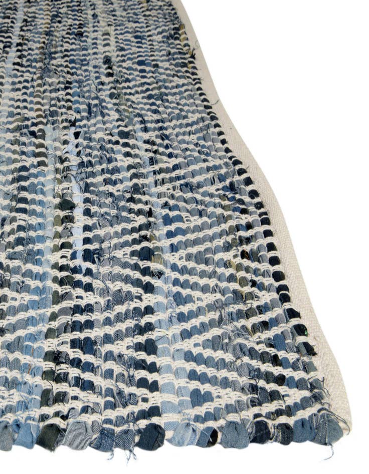 Detail image of  2' 7 x 10'  Hand Woven Chindi Chevron Runner Rug