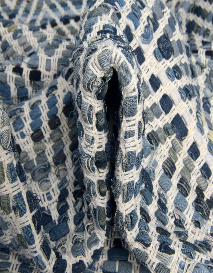 Detail image of  2' 7 x 10'  Hand Woven Chindi Chevron Runner Rug