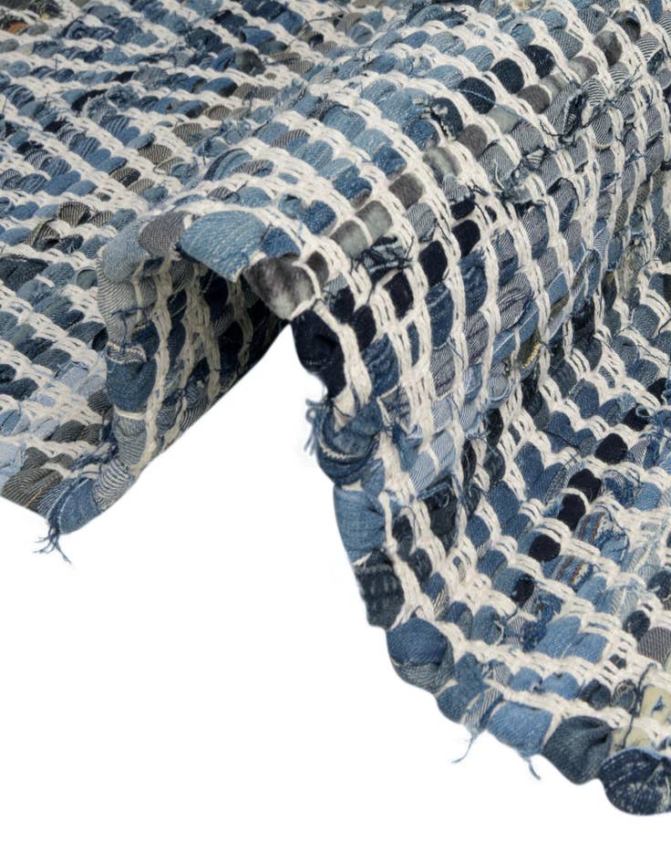 Detail image of  2' 7 x 10'  Hand Woven Chindi Chevron Runner Rug