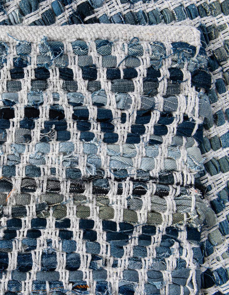 Detail image of  2' 7 x 10'  Hand Woven Chindi Chevron Runner Rug