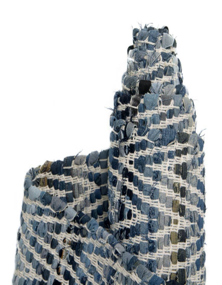 Detail image of  2' 7 x 10'  Hand Woven Chindi Chevron Runner Rug