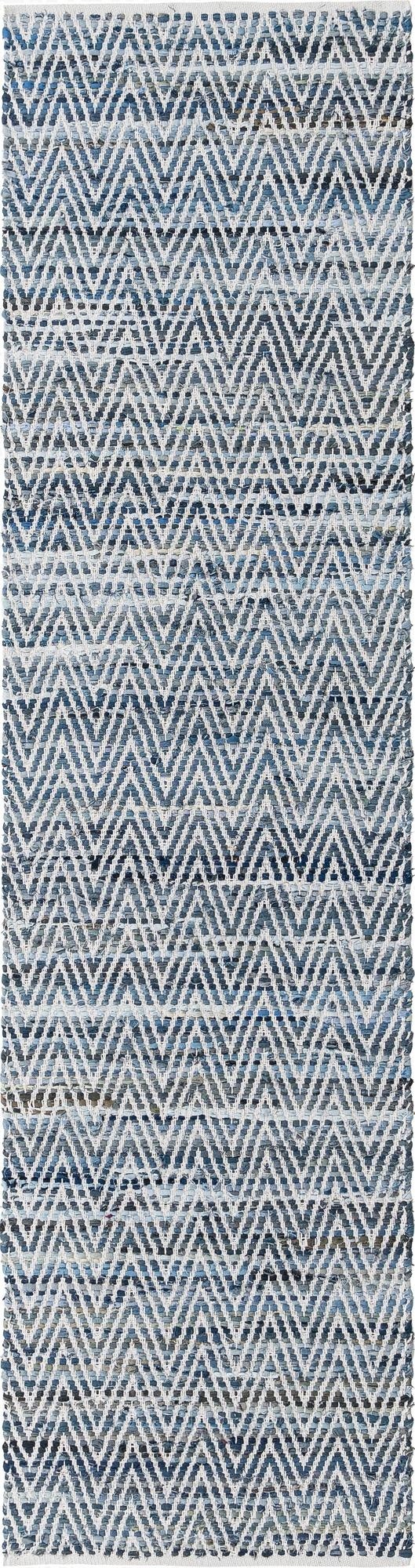  2' 7 x 10'  Hand Woven Chindi Chevron Runner Rug