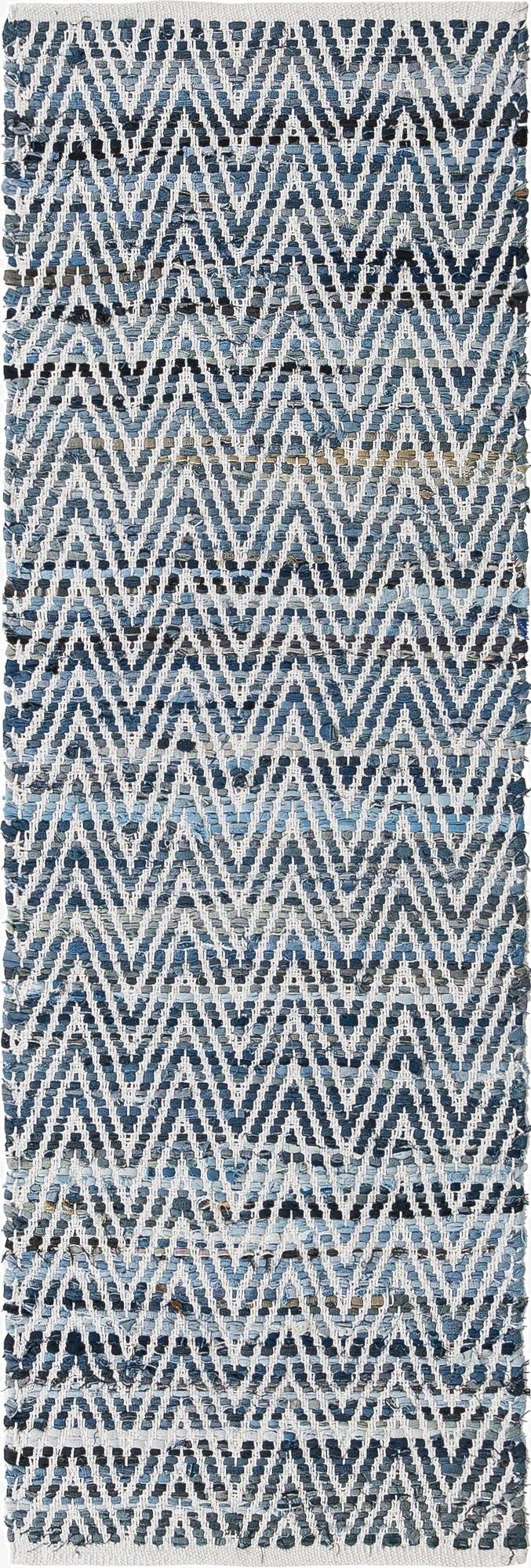  2' 2 x 6' 1  Hand Woven Chindi Chevron Runner Rug