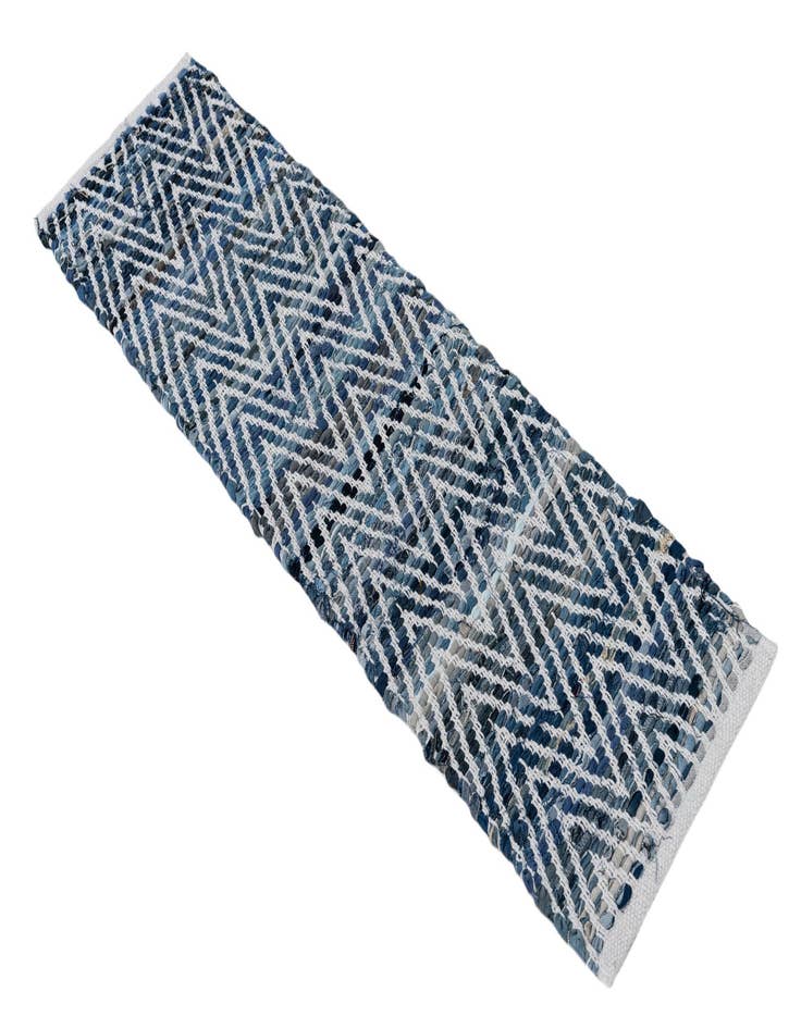 Detail image of  1' 2 x 4' 1  Hand Woven Chindi Chevron Table Runner Rug