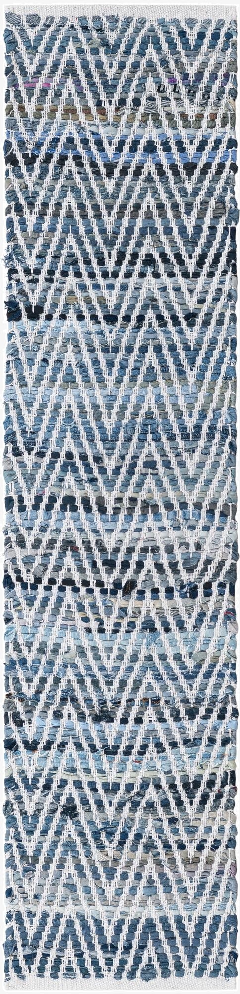  1' 2 x 5' 1  Hand Woven Chindi Chevron Table Runner Rug