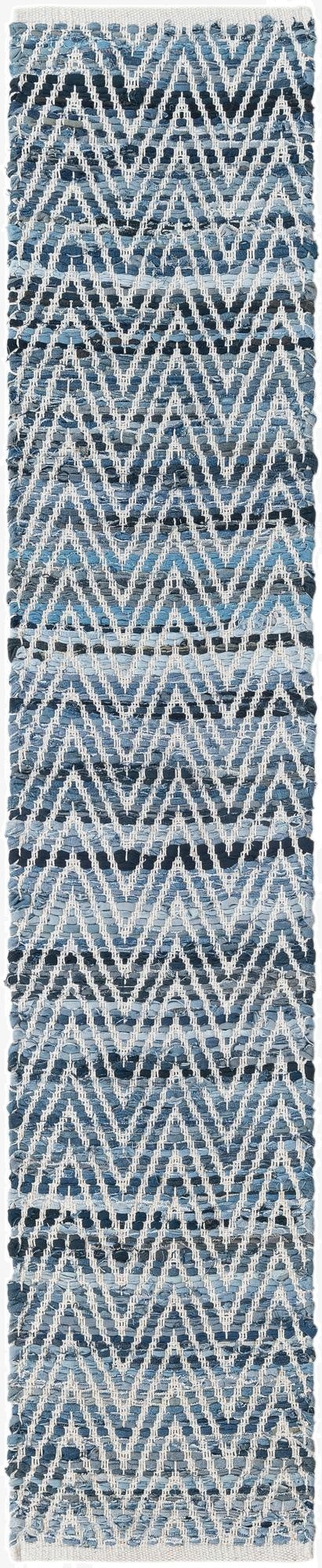  1' 2 x 6' 1  Hand Woven Chindi Chevron Table Runner Rug