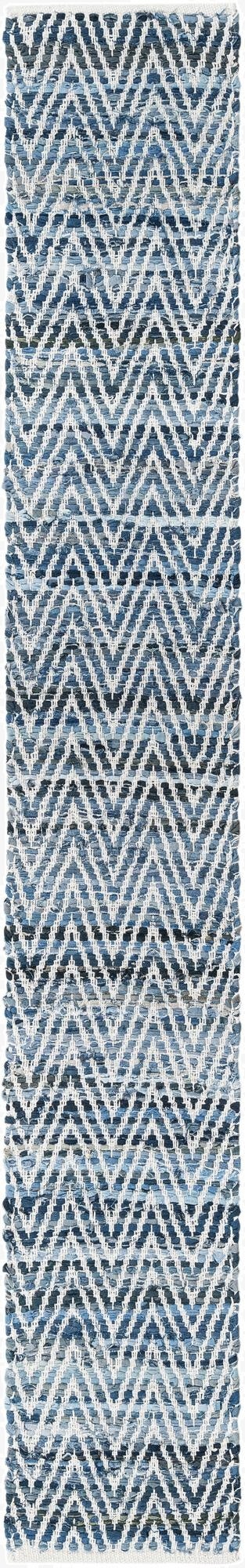  1' 2 x 8'  Hand Woven Chindi Chevron Table Runner Rug