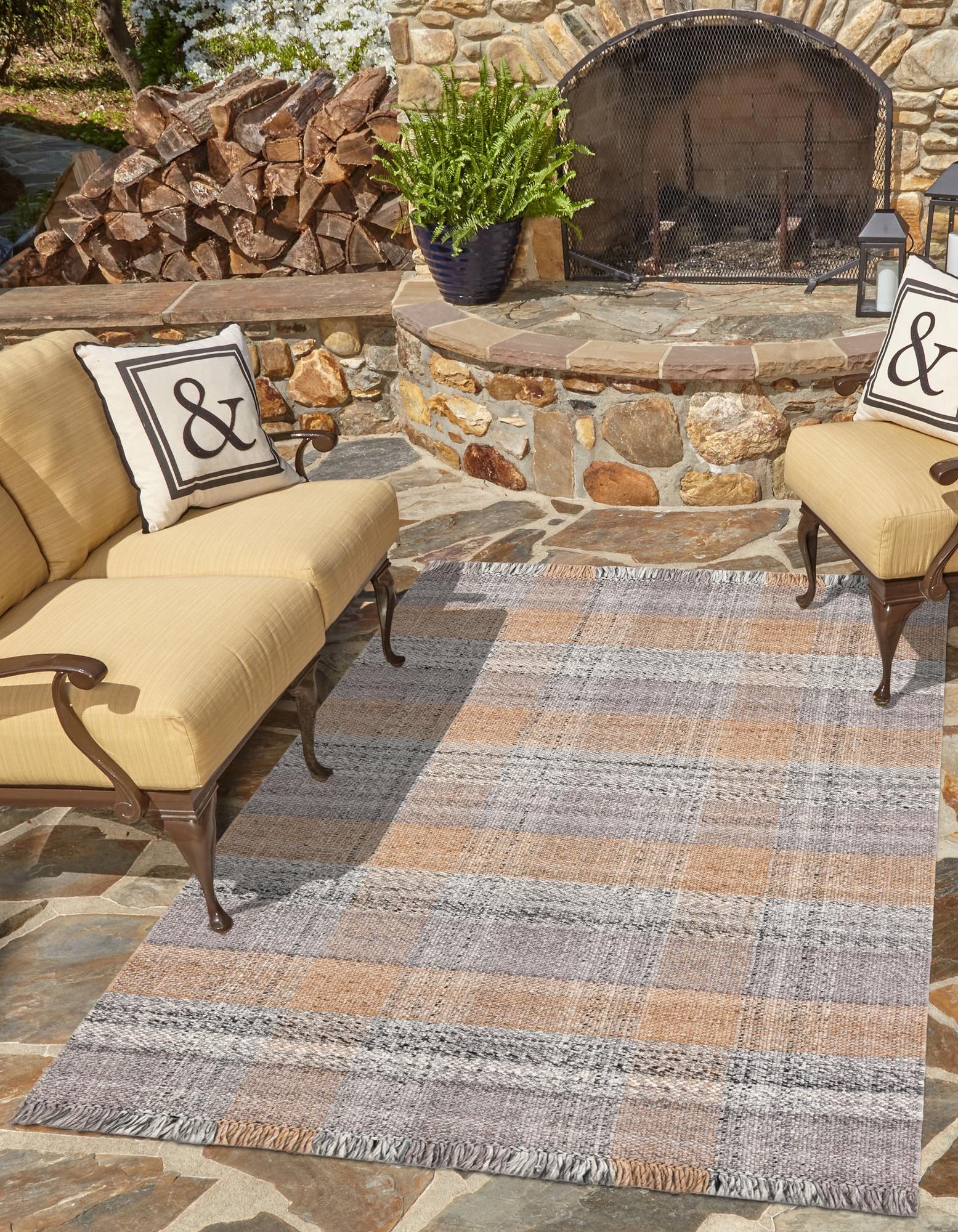 Desert Gray 9' x 12' Hand Woven Eco Plaid Indoor Washable Indoor ...