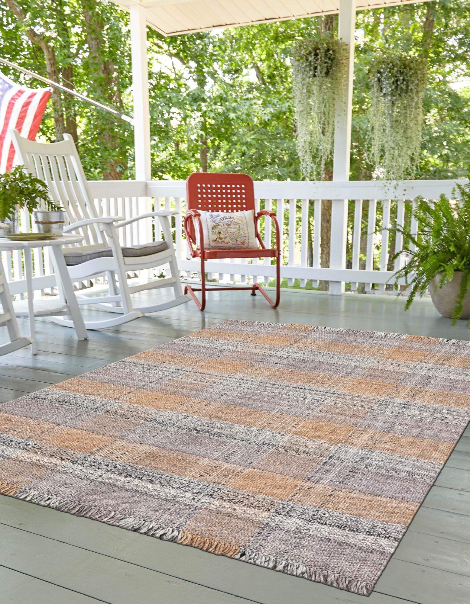 Desert Gray 9' x 12' Hand Woven Eco Plaid Indoor Washable Indoor ...