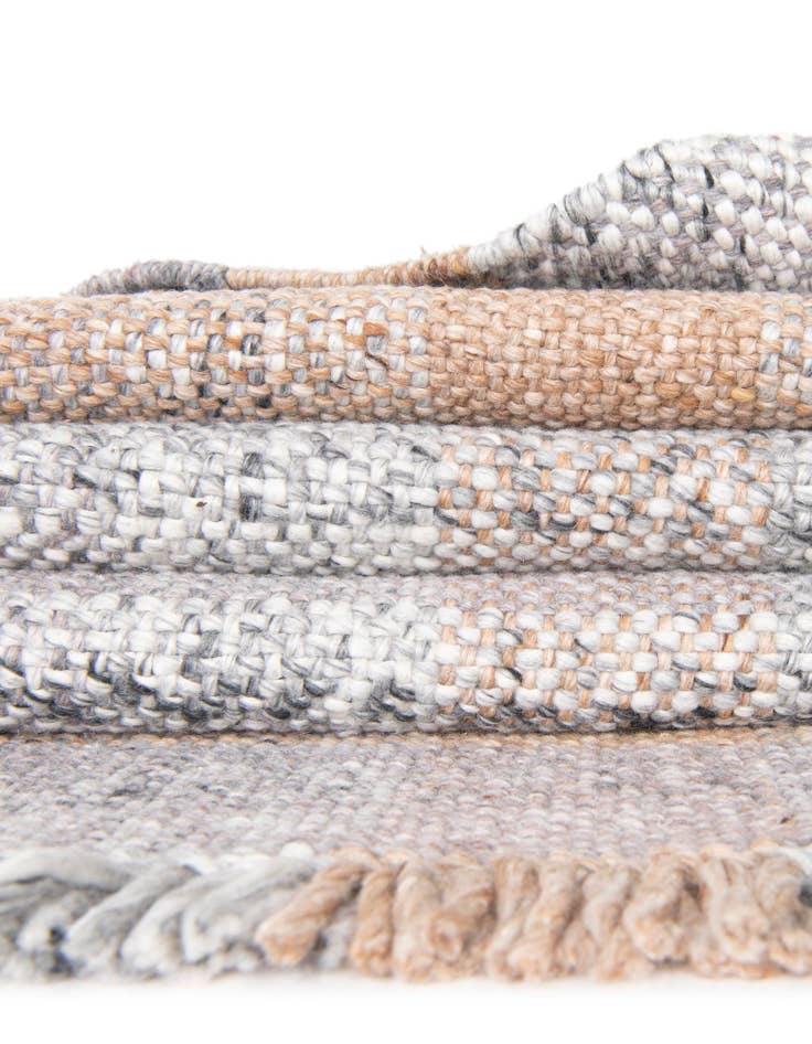 Detail image of  Custom Desert Gray  Hand Woven Eco Plaid   Washable Indoor / Outdoor Rug