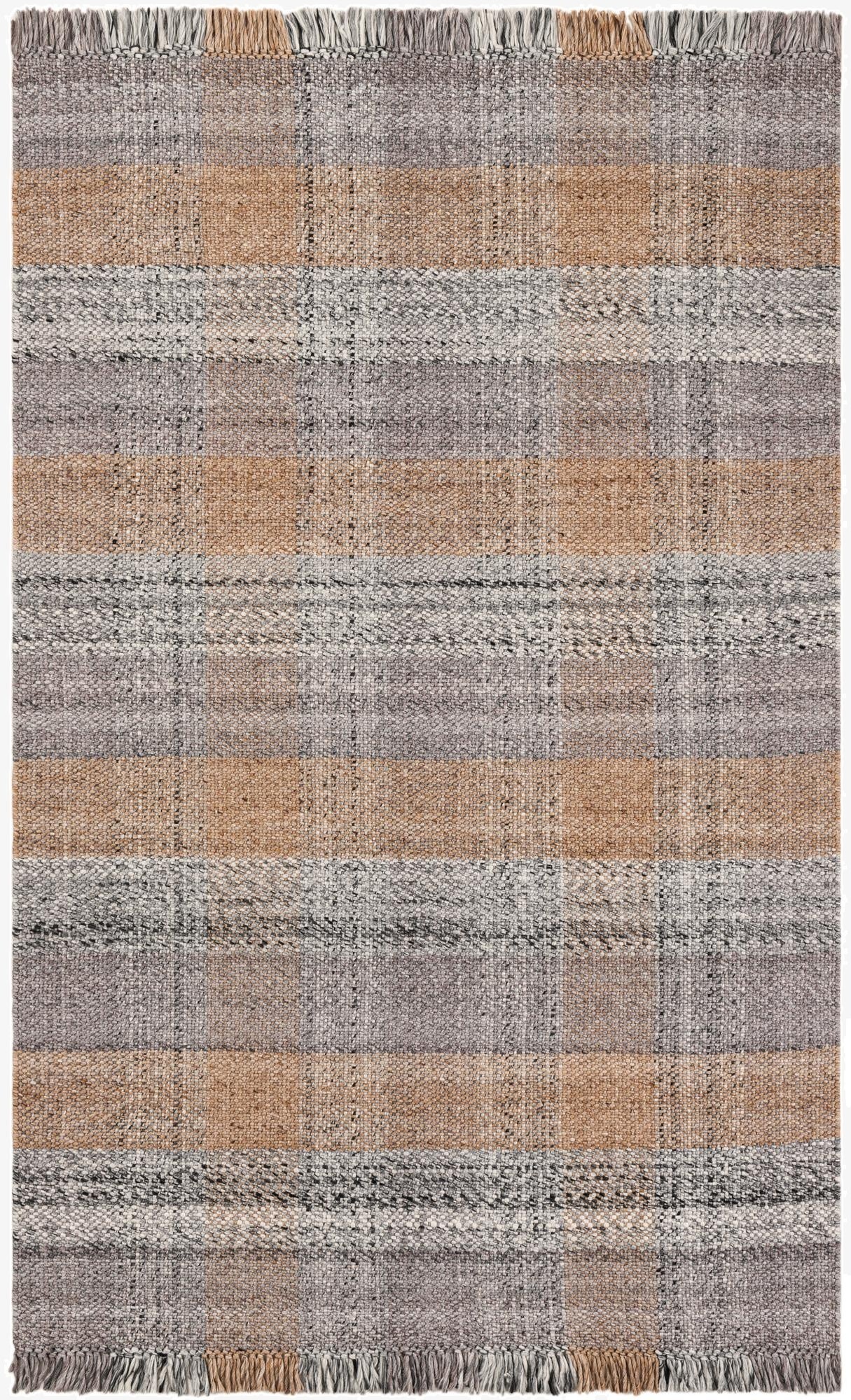  5' 1 x 8'  Hand Woven Eco Plaid   Washable Indoor / Outdoor Rug