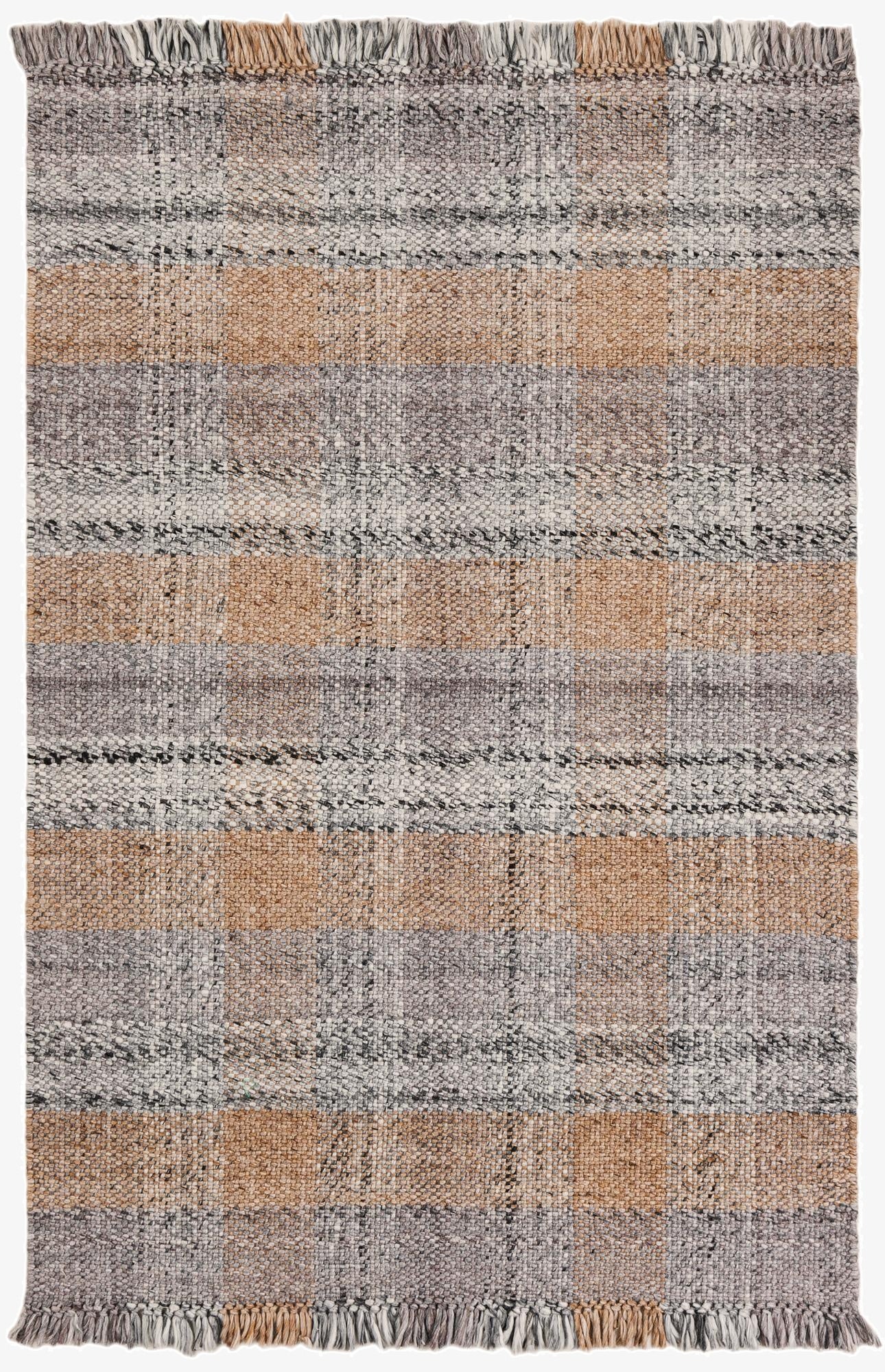 4' 1 x 6' 1  Hand Woven Eco Plaid   Washable Indoor / Outdoor Rug