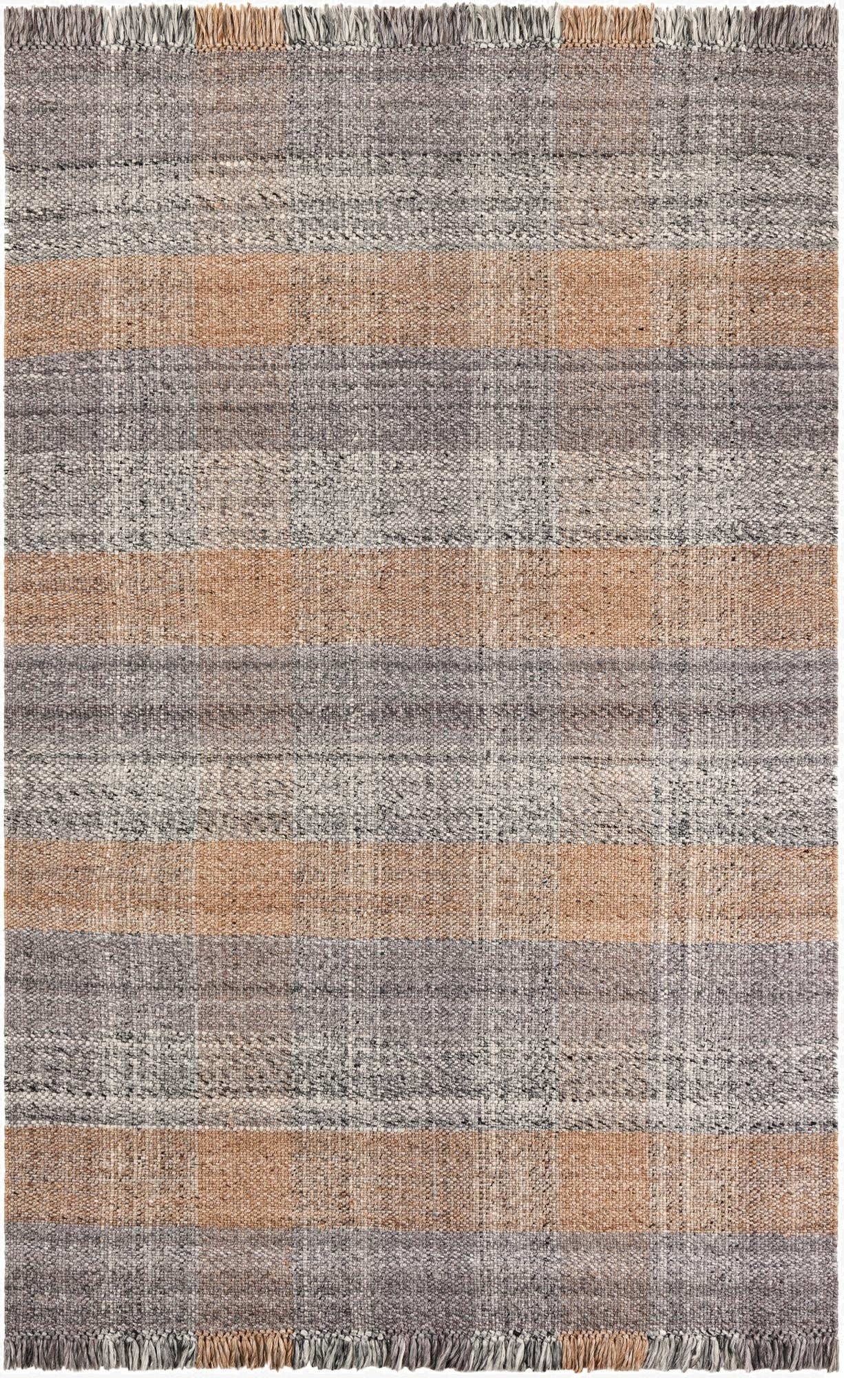  6' 1 x 9'  Hand Woven Eco Plaid   Washable Indoor / Outdoor Rug