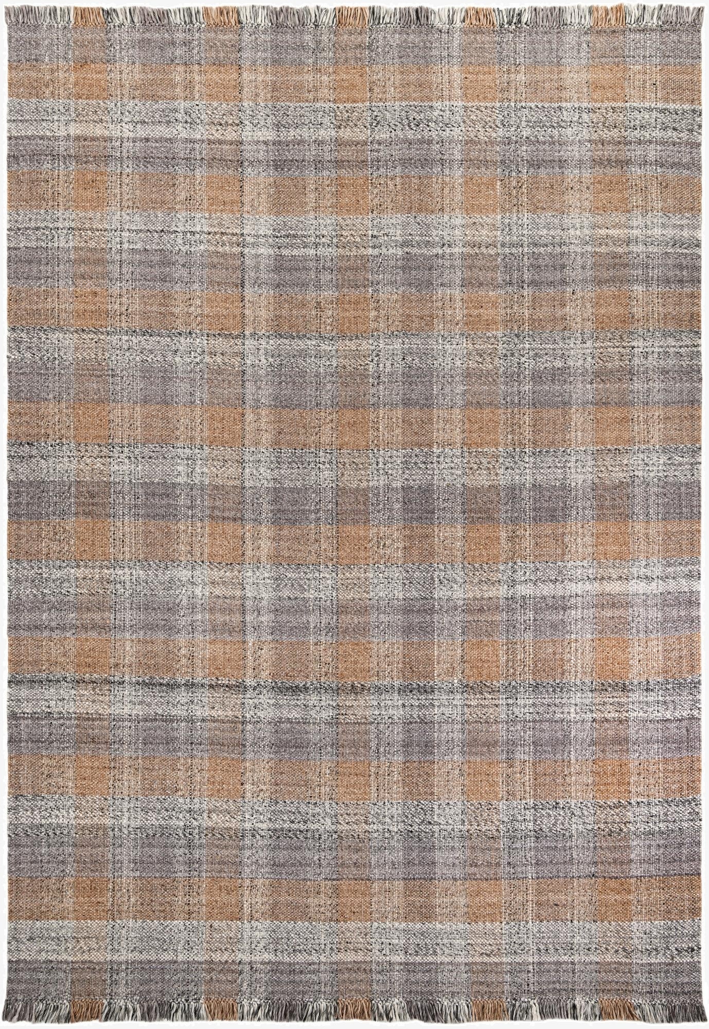  10' x 14' 1  Hand Woven Eco Plaid   Washable Indoor / Outdoor Rug