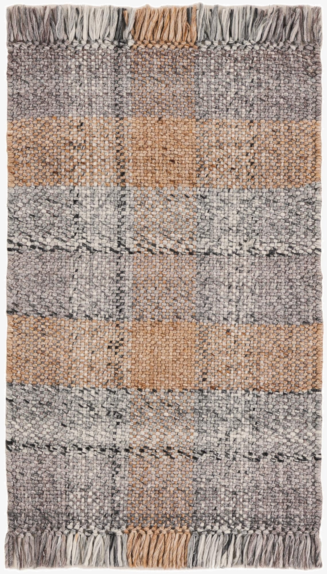  2' x 3' 1  Hand Woven Eco Plaid   Washable Indoor / Outdoor Rug