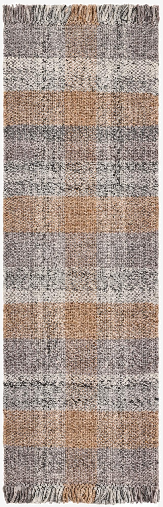  2' x 6' 1  Hand Woven Eco Plaid   Washable Indoor / Outdoor Runner Rug