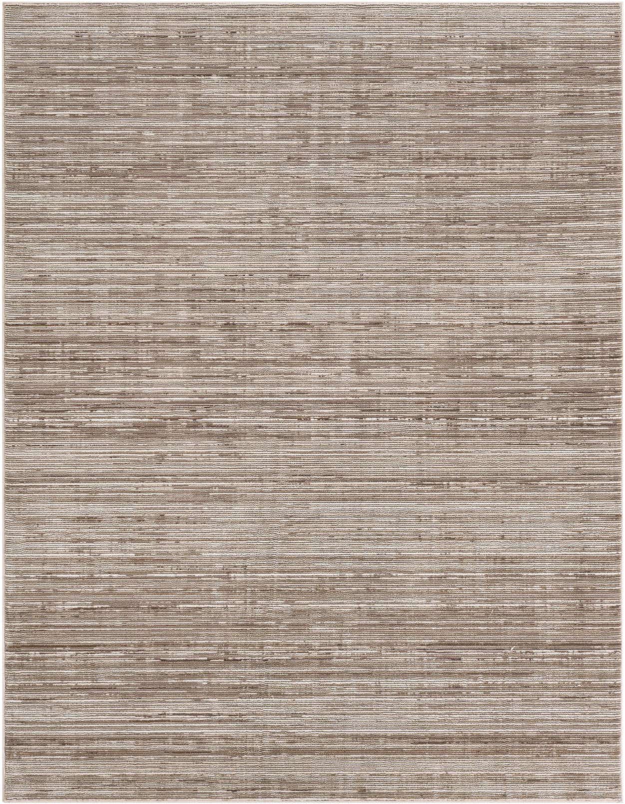 A 5x8 rectangular indoor rug featuring a textured, striped pattern in varying shades of brown, tan, and white.