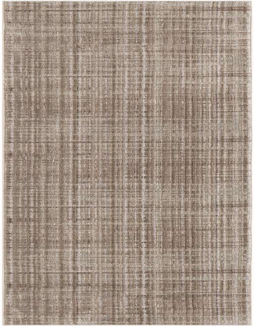 A close-up view of a brown and white textured runner rug, showcasing its flat weave and subtle striped pattern.