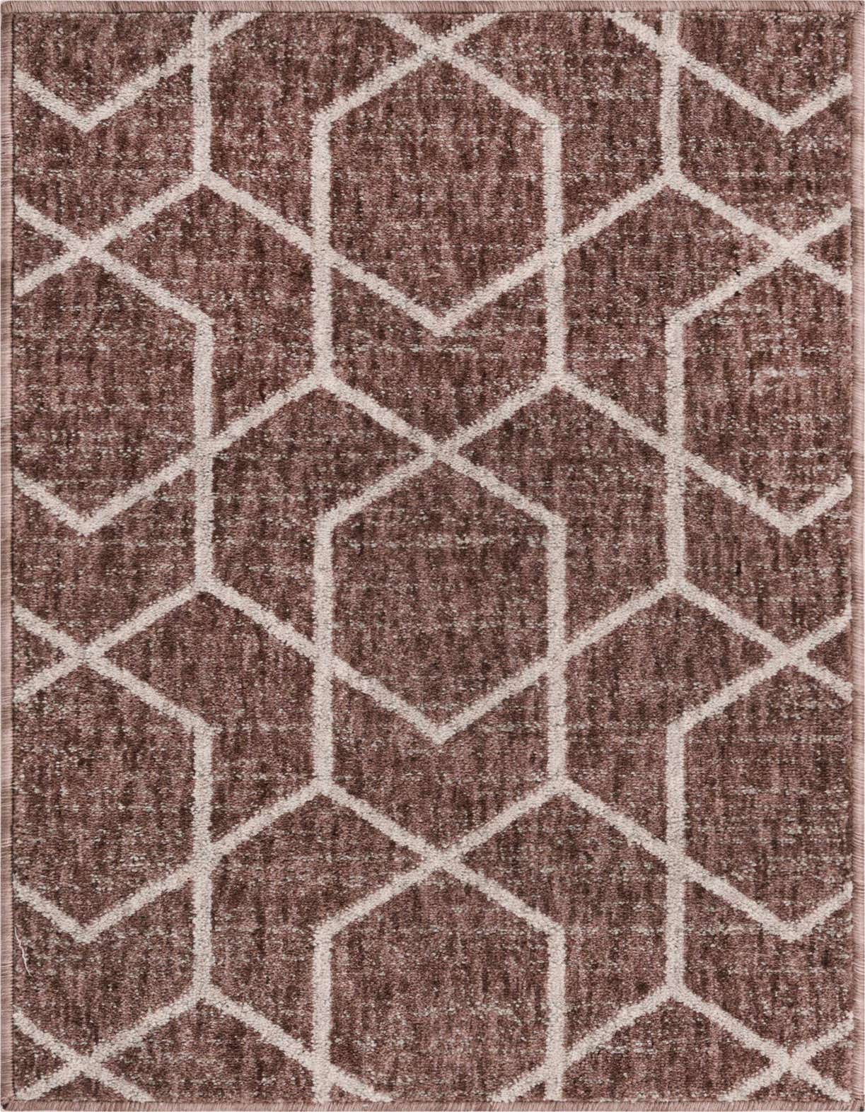 A rectangular 2x3 Eco Trellis rug by Rugs.com featuring a modern abstract geometric pattern in shades of pink.