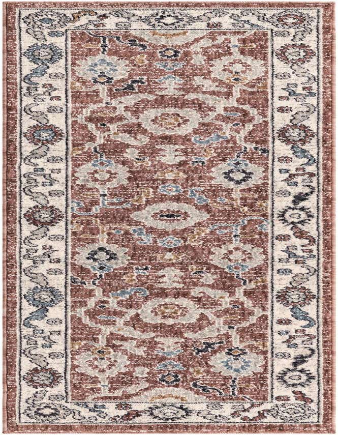 A 6 ft runner rug from the Eco Traditional collection, featuring a distressed floral pattern in pinks, blues, and creams.