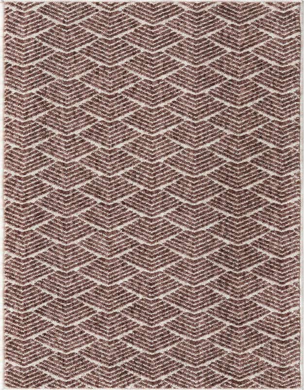 A 6 ft runner rug from the Eco Trellis collection, featuring a modern trellis pattern in shades of pink.