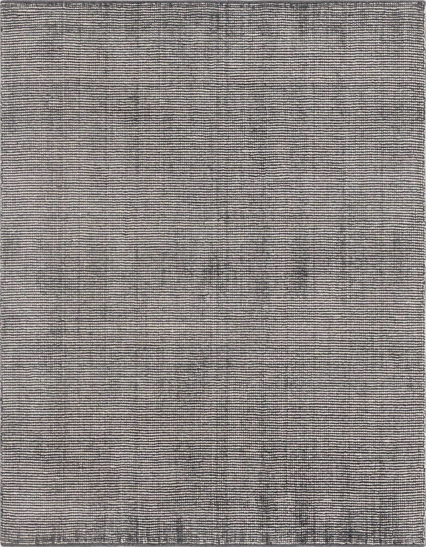 A 4x6 rectangular Rugs.com Jill Zarin English Manor rug with a textured gray and silver striped pattern.