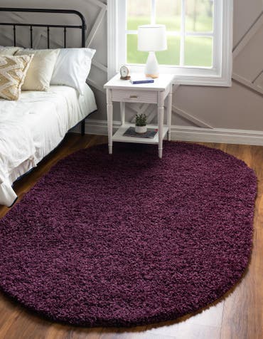  5' 3 x 8' Solid Shag Oval Rug