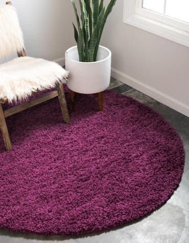 7' x 7' Solid Shag Round Rug