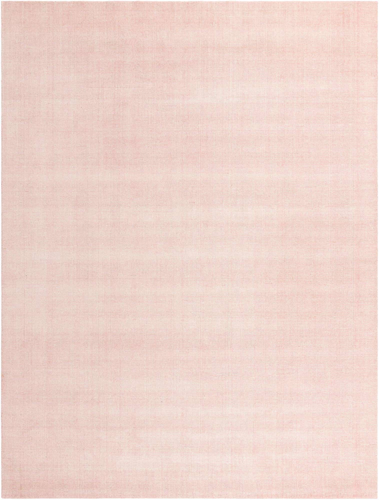 A large 10x13 rectangular Jill Zarin English Manor rug in a soft pink hue with a subtle textured weave, ideal for a modern living room.